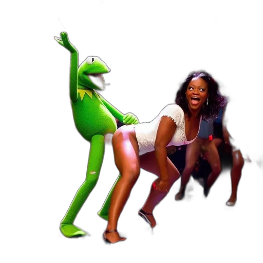 creature, concept art, party, scene, features, woman, dancing, kermit transparent PNG cut-out