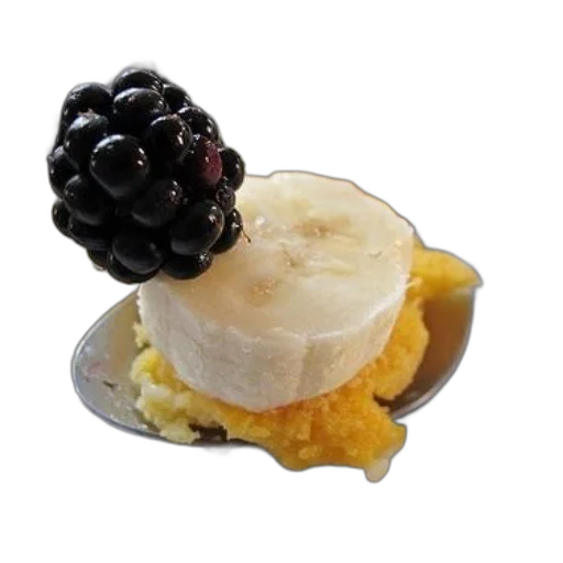 food, jewelry, crown, spoonful, cornbread, topped, banana, slice transparent PNG cut-out