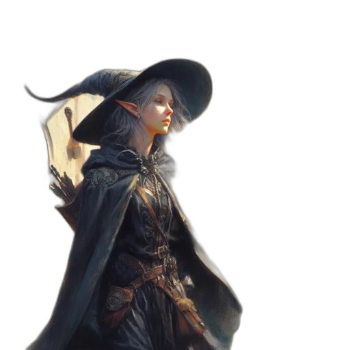 hat, jacket, staff, weapon, concept art, fantasy art, 3d render, photorealistic transparent PNG cut-out