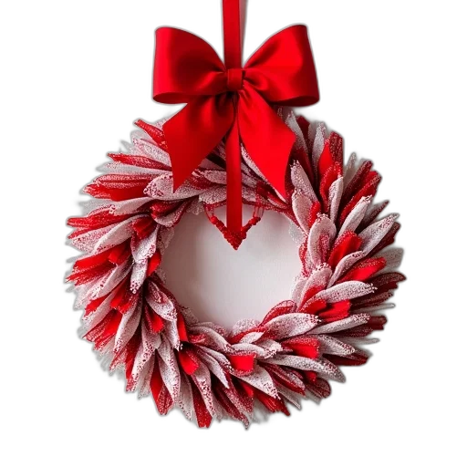 jewelry, red, white, christmas, wreath, bow, top, hanging transparent PNG cut-out