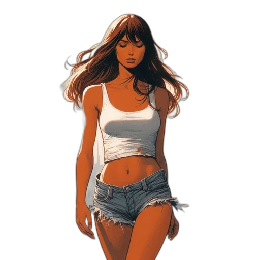dress, comic book art, concept art, fantasy art, cartoon, earth tones, red, golden transparent PNG cut-out