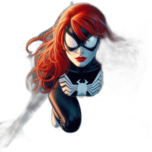 mask, comic book art, concept art, fantasy art, cartoon, iconic, female, superhero transparent PNG cut-out