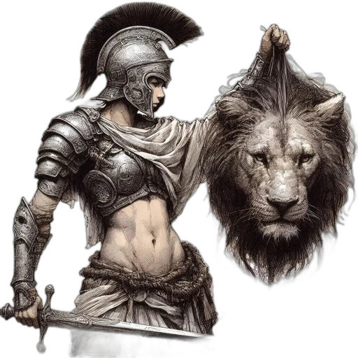 sword, fantasy art, concept art, photorealistic, comic book art, armored, female, warrior transparent PNG cut-out