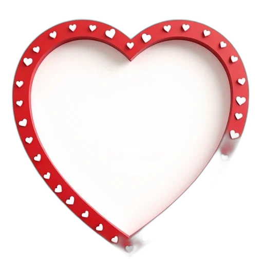 jewelry, 3d render, red, heart-shaped, frame, white, border, centered transparent PNG cut-out