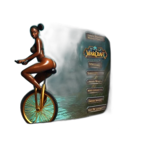 3d render, concept art, photorealistic, animated, female, figure, rides, unicycle transparent PNG cut-out