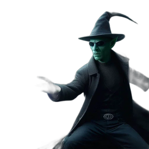 mask, creature, staff, concept art, 3d render, green, sinister, sorcerer transparent PNG cut-out