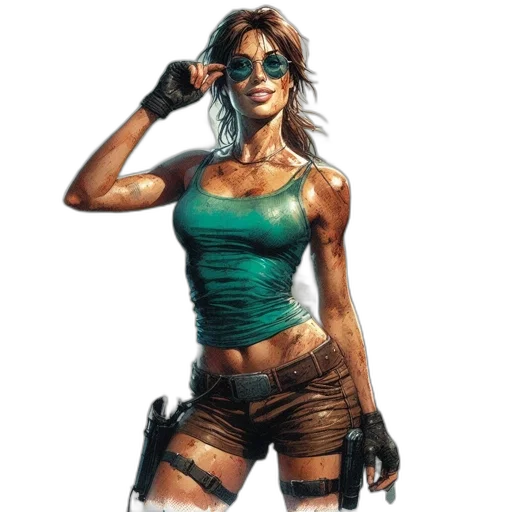 weapon, concept art, comic book art, pixel art, cyberpunk, green, earth tones, female transparent PNG cut-out