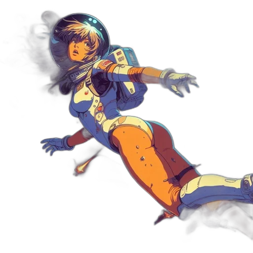robot, concept art, comic book art, fantasy art, anime, outer space, blue, golden transparent PNG cut-out