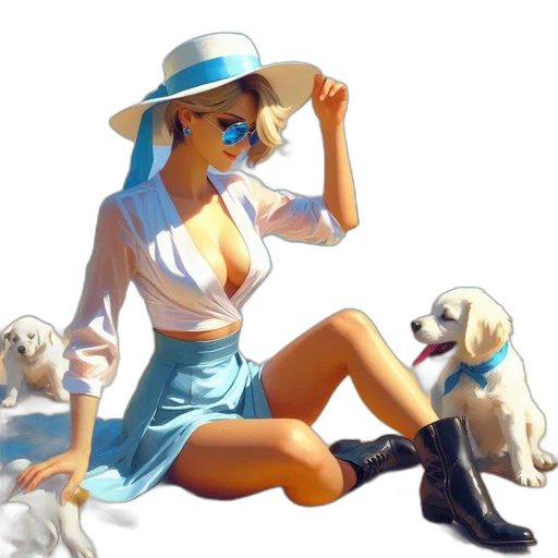 hat, dress, concept art, photorealistic transparent PNG cut-out