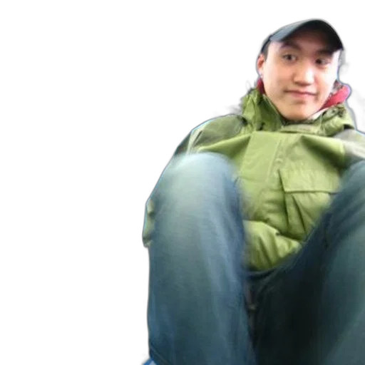 jacket, creature, hat, face, photorealistic, 3d render, green, person transparent PNG cut-out