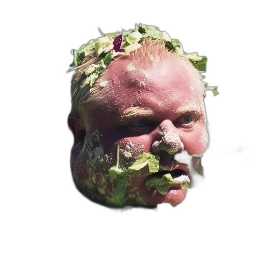 face, creature, mask, food, photorealistic, 3d render, concept art, vaporwave transparent PNG cut-out