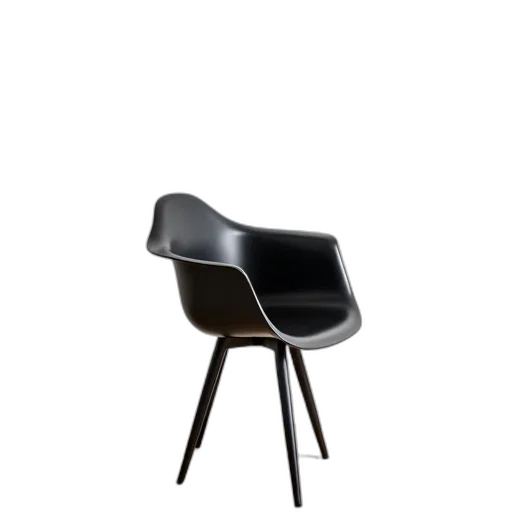 furniture, 3d render, dark, black, modern, chair, curved, backrest transparent PNG cut-out