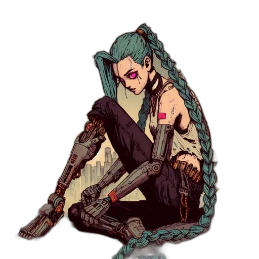 weapon, jacket, cyberpunk, pixel art, concept art, comic book art, green, dark transparent PNG cut-out