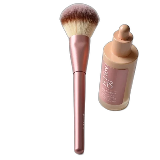 3d render, photorealistic, pastel, makeup, brush, fluffy, brown, bristle transparent PNG cut-out