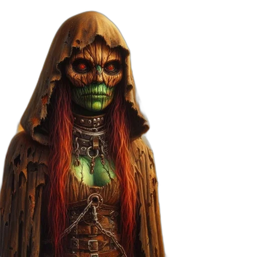 mask, concept art, fantasy art, figure, skeletal, face, red, hair transparent PNG cut-out