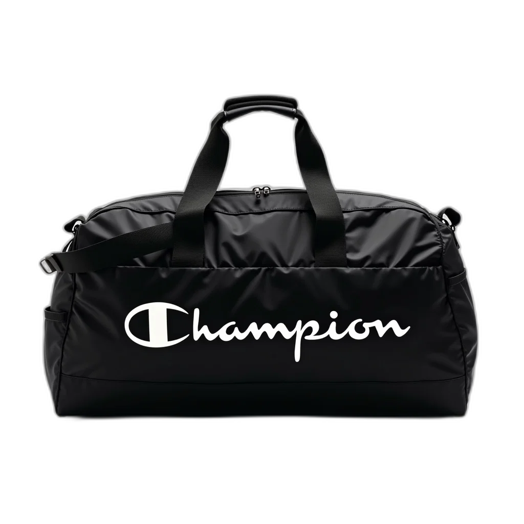 3d render, photorealistic, black, nylon, sports, bag, white, logo transparent PNG cut-out