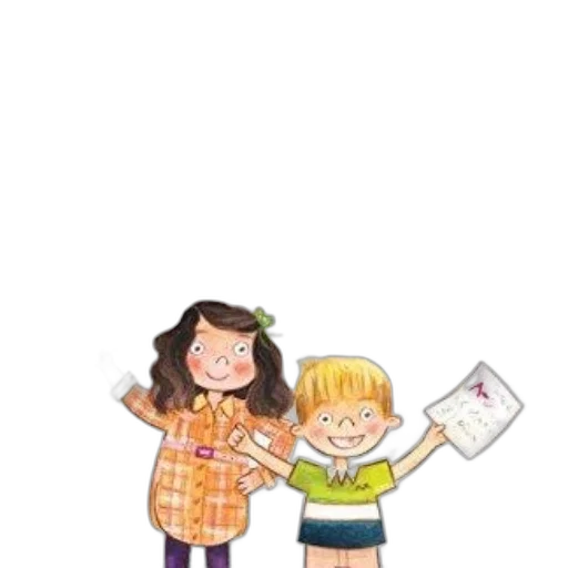 cartoon, watercolor, concept art, pencil sketch, book, cover, two, children transparent PNG cut-out