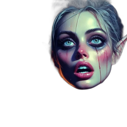 face, mask, concept art, fantasy art, comic book art, photorealistic, neon lights, dark transparent PNG cut-out