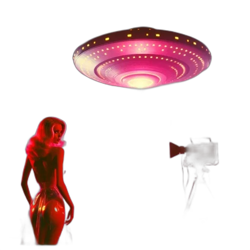 robot, 3d render, concept art, vaporwave, outer space, neon lights, underwater, red transparent PNG cut-out