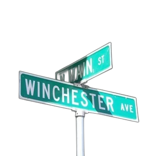 3d render, city street, street, signs, intersection, main, winchester, ave transparent PNG cut-out
