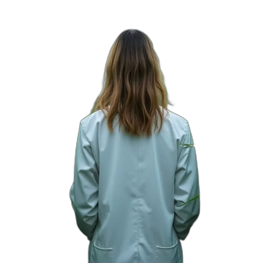 jacket, staff, dress, hair transparent PNG cut-out