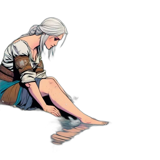 dress, sword, weapon, shoes, concept art, watercolor, fantasy art, anime transparent PNG cut-out
