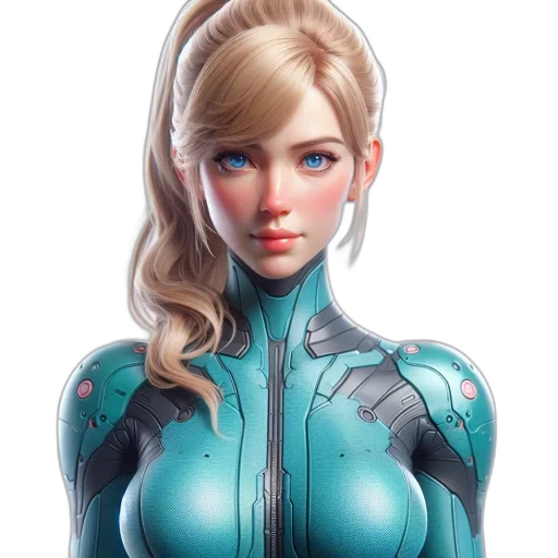 robot, face, dress, concept art, comic book art, fantasy art, 3d render, blue transparent PNG cut-out