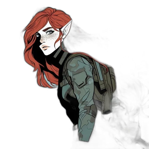 jacket, concept art, fantasy art, comic book art, watercolor, red, green, dark transparent PNG cut-out