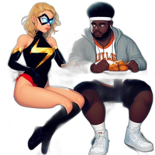 concept art, comic book art, pixel art, cartoon, two, animated, characters, sit transparent PNG cut-out