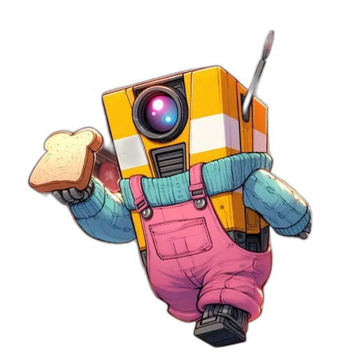 robot, food, jacket, creature, concept art, pixel art, vaporwave, cyberpunk transparent PNG cut-out