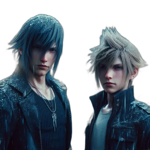 concept art, 3d render, blue, dark, monochrome, two, men, stand transparent PNG cut-out