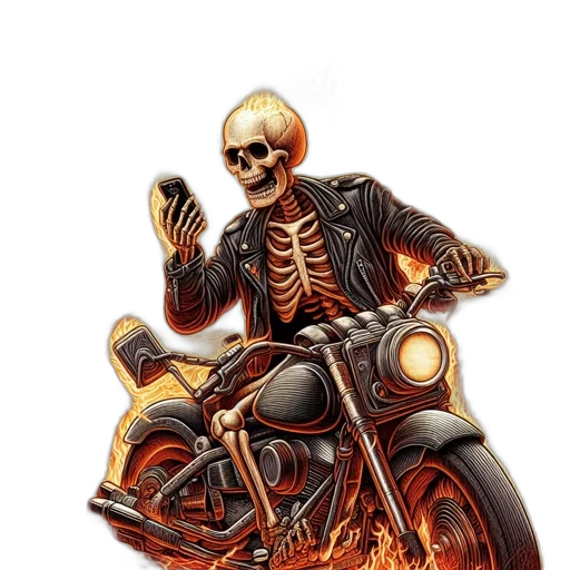jacket, car, comic book art, concept art, photorealistic, fantasy art, ethereal, skeleton transparent PNG cut-out