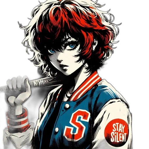 jacket, staff, face, weapon, comic book art, anime, concept art, pixel art transparent PNG cut-out