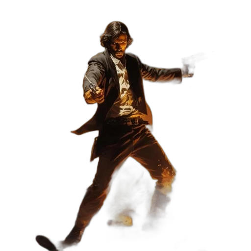 jacket, staff, concept art, 3d render, photorealistic, comic book art, man, guns transparent PNG cut-out