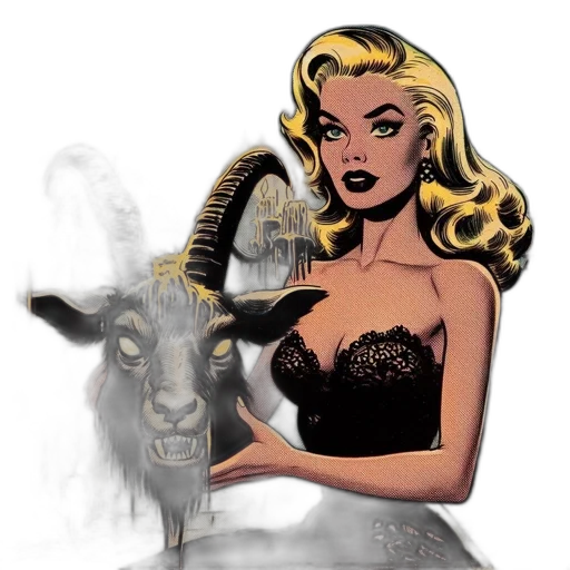 comic book art, concept art, cartoon, fantasy art, vintage-stlye, pin-up, depicts, glamorous transparent PNG cut-out