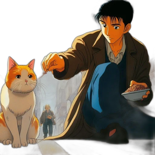 animal, food, concept art, anime, comic book art, watercolor, snow, city street transparent PNG cut-out
