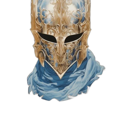 mask, face, crown, fantasy art, concept art, watercolor, comic book art, blue transparent PNG cut-out