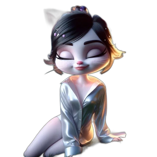 dress, staff, cartoon, concept art, fantasy art, 3d render, animated, cat-human transparent PNG cut-out