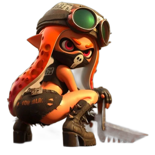 weapon, staff, jacket, concept art, 3d render, fantasy art, animated, squid-like transparent PNG cut-out