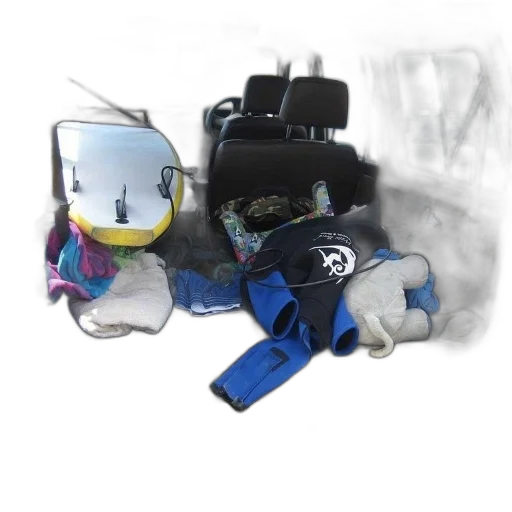 mask, robot, jacket, concept art, outer space, blue, car, trunk transparent PNG cut-out