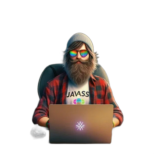 jacket, jewelry, hat, pixel art, 3d render, vaporwave, cartoon, bearded transparent PNG cut-out