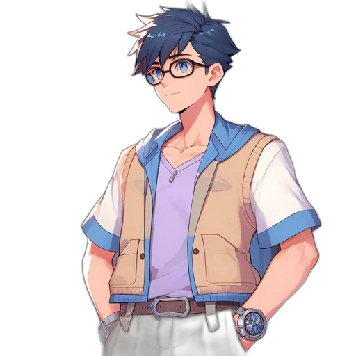 staff, jacket, anime, concept art, pixel art, cartoon, blue, pastel transparent PNG cut-out