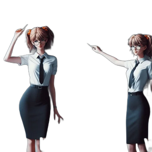 dress, staff, concept art, 3d render, anime, cartoon, monochrome, pastel transparent PNG cut-out