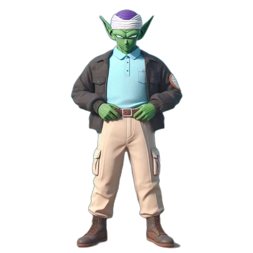 staff, hat, jacket, concept art, 3d render, fantasy art, pixel art, green transparent PNG cut-out