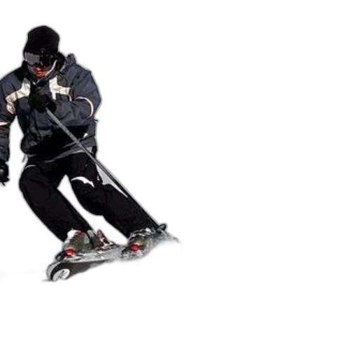 skier, action, wearing, black, white, jacket, goggles, carving transparent PNG cut-out