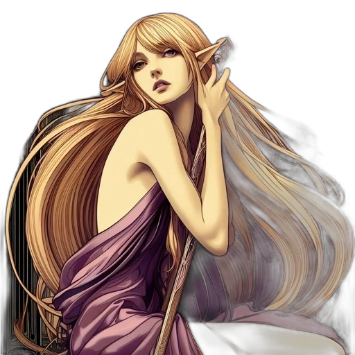 staff, dress, fantasy art, concept art, pixel art, watercolor, golden, earth tones transparent PNG cut-out