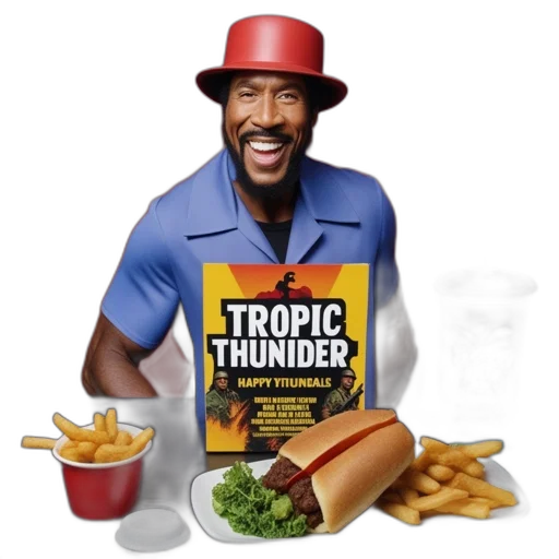 food, hat, animal, man, red, blue, shirt, smiles transparent PNG cut-out