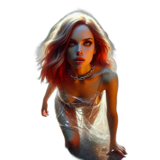 dress, hair, jewelry, face, concept art, photorealistic, fantasy art, comic book art transparent PNG cut-out