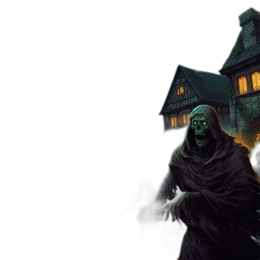concept art, fantasy art, comic book art, fog, during, nighttime, spooky, scene transparent PNG cut-out