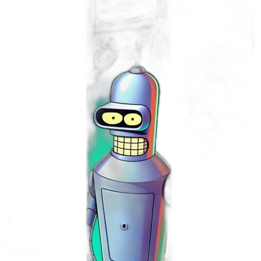 robot, staff, bottle, weapon, concept art, 3d render, pixel art, cartoon transparent PNG cut-out